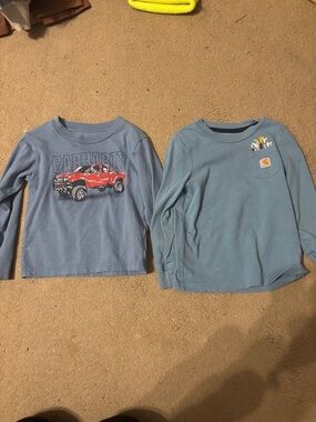 Carhartt Light Blue Boys' Long Sleeve Graphic Tee with Pocket Accent